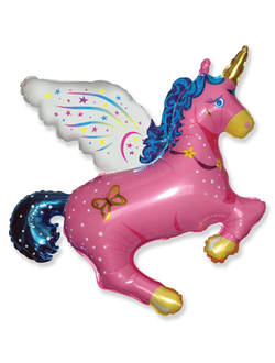 Шар фольгированный с гелием "Единорог розовый" 111см