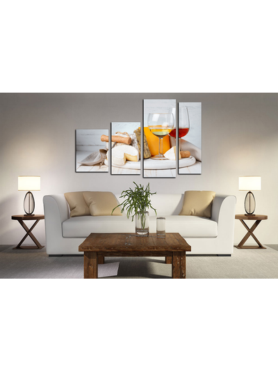 Модульная картина "Сыр с вином"