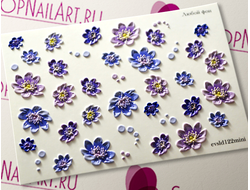 3D Слайдер-дизайн - 122 - Синие и сиреневые цветы