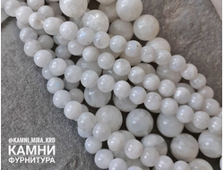 "Лунный камень" белый полевой шпат со средней иризацией, шары 12 мм, цена за нить 19 см