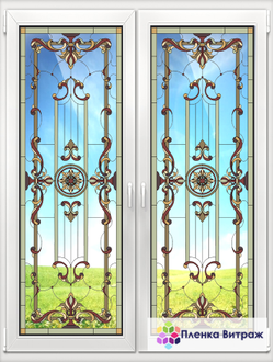 Витражная пленка, витражная пленка самоклеющаяся под заказ,пленочный витраж с классическим рисунком