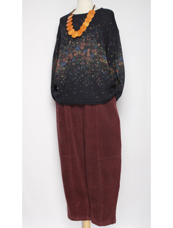 Брюки Бохо "Бананы вельвет строчки" винный р.46-52