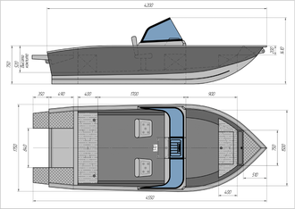 Алюминиевая моторная лодка Триера- 420 "Боурайдер"