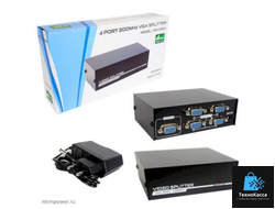 Разветлитель VGA Splitter 1x4 4Port (Black) VGA-2004