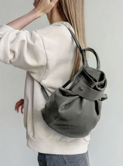 (АРТИКУЛ: 9971/0/52) ЖЕНСКИЙ РЮКЗАК, НЕБОЛЬШОЙ, НАТУРАЛЬНАЯ КОЖА, СЕРЫЙ