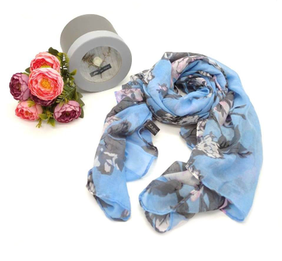 Шарф "Розы" женский Zaro в подарочной коробочке, 100% хлопок, 175х80см  (9 расцветок)