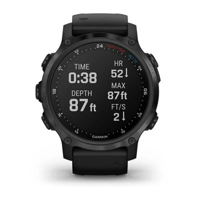 Умные часы Garmin Descent MK2S угольно-серый корпус с DLC-покрытием, черный силиконовый ремешок 010-02403-04