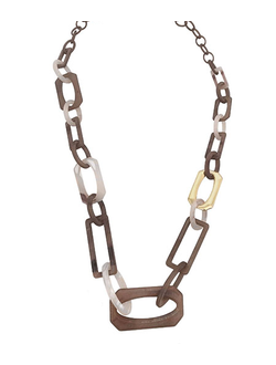(АРТИКУЛ: 9023/02) КОЛЬЕ ЖЕНСКОЕ, КРУПНАЯ ЦЕПОЧКАВ БЕЖЕВО-СЕРЫХ ТОНАХ, ЮВЕЛИРНЫЙ ПЛАСТИК, ЗОЛОТИСТЫЙ МЕТАЛЛ