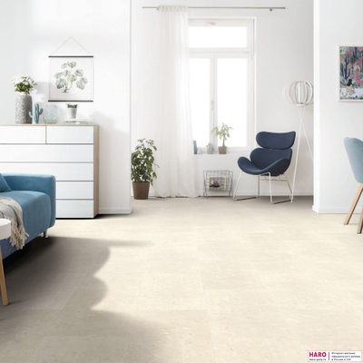 Дизайнерский пол Disano Classic Aqua Камень Урбан Белый 543724 в интерьере гостиной