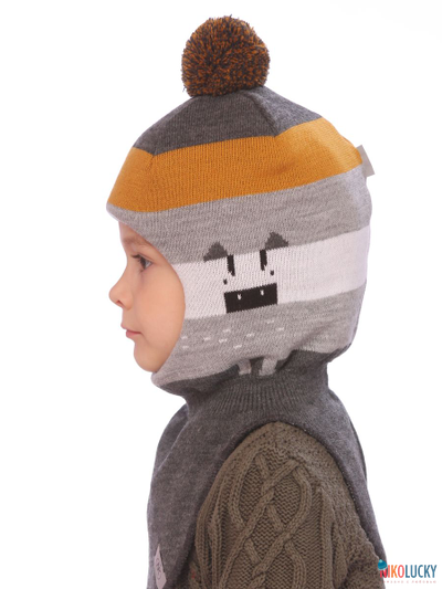 Шапка-шлем  21101-06, цвет серый,горчичный р. 52-54
