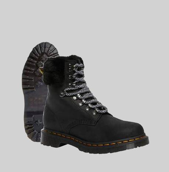 Зимние ботинки Dr. Martens 1460 SERENA COLLAR STREETER & MILO FUR BLACK