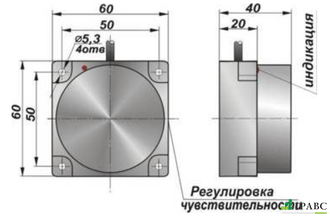 Индуктивный датчик прямоугольный И39-NO-DC (60х60х40)