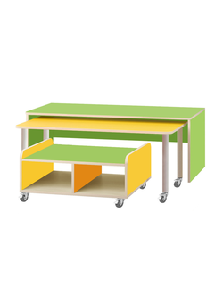 КОМПЛЕКТ.СТОЛЫ ДЕТСКИЕ НА ПОВОРОТНЫХ КОЛЁСНЫХ ОПОРАХ 628