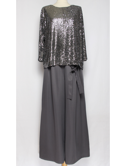 Брюки "палаццо С БАНТОМ" серые р.54