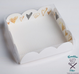 Коробка для кондитерских изделий с PVC-крышкой Make me happy, 10,5 × 10,5 × 3 см