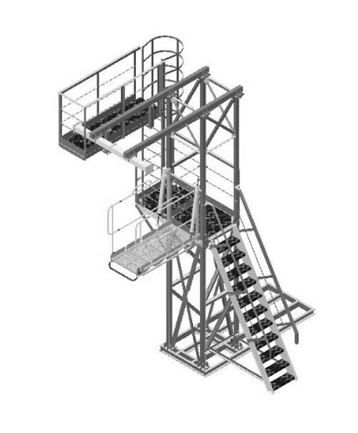 Площадка обслуживания ПО-3,0 (1000х1000) с ЖАЛ2000-СП-Р-Э установка на раму с пригрузом