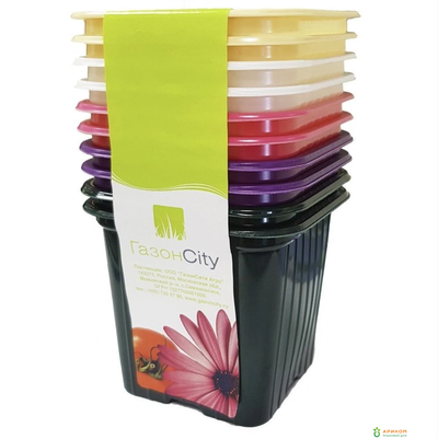 Горшок квадратный Линер 0,2л 7*7*6,2см разноцветные упаковка 10шт