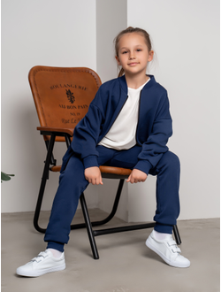 Бомбер на молнии синий