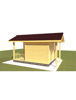 ЛЕТНЯЯ КУХНЯ - 02 ИЗ БРУСА: ГАБАРИТНЫЕ РАЗМЕРЫ: (5Х6М), ОБЩАЯ ПЛОЩАДЬ: 17М²