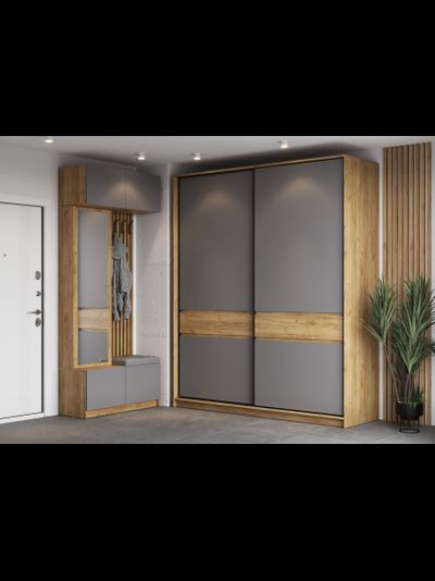 Бостон шкаф-купе ШК-005 Дуб Крафт золотой/Серый Шифер