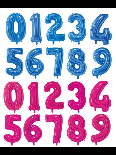 Фольгированная Цифра, 60 см, фуксия, синий, под заказ 2-3 дня (уточняйте наличие)
