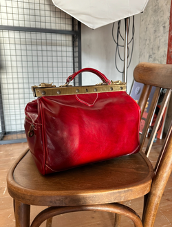 Женская сумка саквояж из натуральной кожи Vera Pelle, темно-красная. Арт. 023024