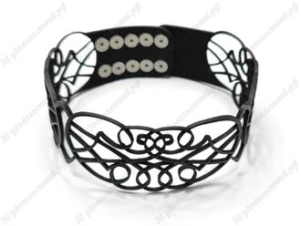 Кожаный резной чокер Tracery Сollar черный
