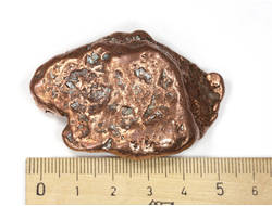 Медь полированная с одной стороны, коллекционный образец, США (55*38*14 мм, вес: 98 г) №25680