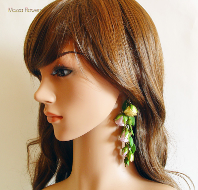 Комплект "Осенний поцелуй". Цветы из полимерной глины.