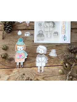 Набор штампов для скрапбукинга "Девочка-зима"