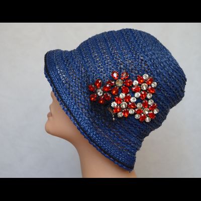 Шляпа женская летняя с камнями Vizio Италия 5708 F 1 синяя фото