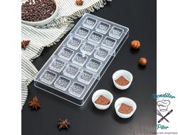 Форма для шоколада и конфет KONFINETTA «Пористый шоколад», 33×16,5×2,5 см, 18 ячеек, ячейка 3×3×1 см