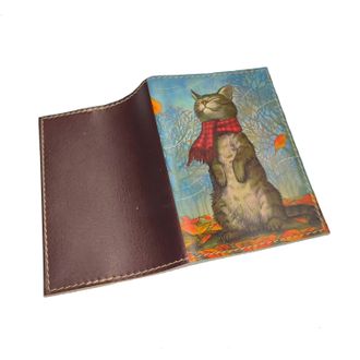 Обложка на паспорт с принтом "Кот в шарфе"