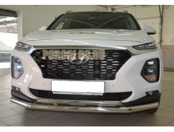 Защита переднего бампера двойная d60/42 для Hyundai Santa Fe (2018-2021)