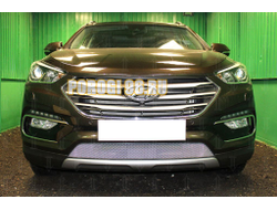 Защита радиатора Hyundai Santa Fe 2015-2018 chrome