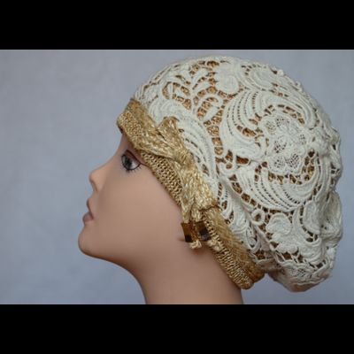 Ажурный берет с кружевом летний вязаный Италия Vizio 5740 фото