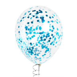 Шары с конфетти голубые металлик (квадраты)