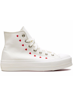 Converse Chuck Taylor Lift Hi White Red высокие с сердечками A01599C купить онлайн в Москве