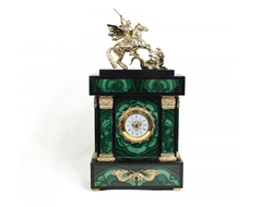Часы "Георгий Победоносец" из бронзы и малахита (380мм)
