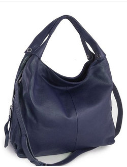 (АРТИКУЛ: 10048/2) СУМКА МЕШОК, БОЛЬШАЯ, НАТУРАЛЬНАЯ КОЖА, ТЕМНО-СИНЯЯ, С ПЛЕЧЕВЫМ РЕМНЕМ