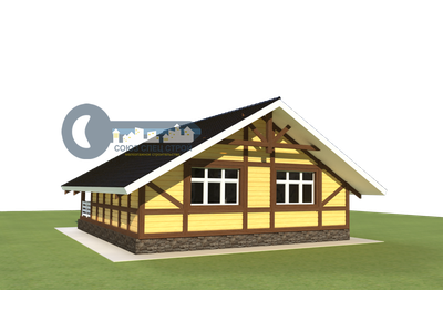 Д-17 ДАЧНЫЙ ДОМ ИЗ БРУСА:ГАБАРИТНЫЕ РАЗМЕРЫ: (8Х8М), ОБЩАЯ ПЛОЩАДЬ: 64М²