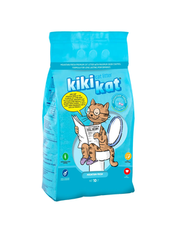 Наполнитель KikiKat Бентонитовый, комкующийся, Горная свежесть 10 л