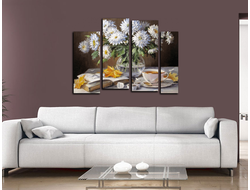 Модульная картина "Утро с хризантемами"