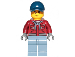 Explorer - Male, Dark Red Hooded Sweatshirt, Dark Blue Cap, Frown, Sweat Drops, n/a (cty1172)