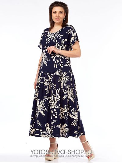 Модель : 1976.Платье женское А-силуэта с растительным орнаментом
