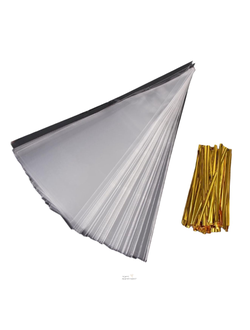 Конусный пакетик с твист лентой 13*25 см (100 шт) в Калининграде