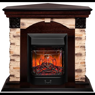 Угловой электрокамин Dublin Rock AO с очагом Majestic