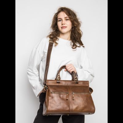 Кожаный саквояж Monvalle Premium brown (арт. 4046-63)