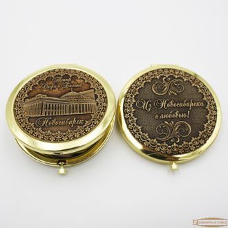Зеркало металлическое с берестой «Оперный театр» Новосибирск