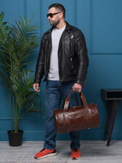 Кожаная дорожная сумка Faenza Premium brown (арт. 
4033-02)